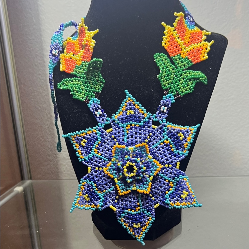 Handcrafted Beaded Necklace with Floral Design